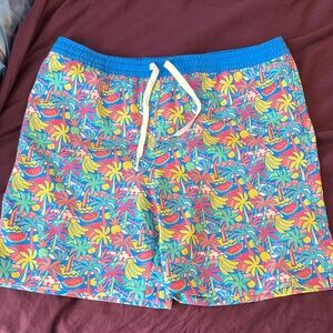 chubbies Bright Tropical Print Swim Shorts - Blue & Yellow